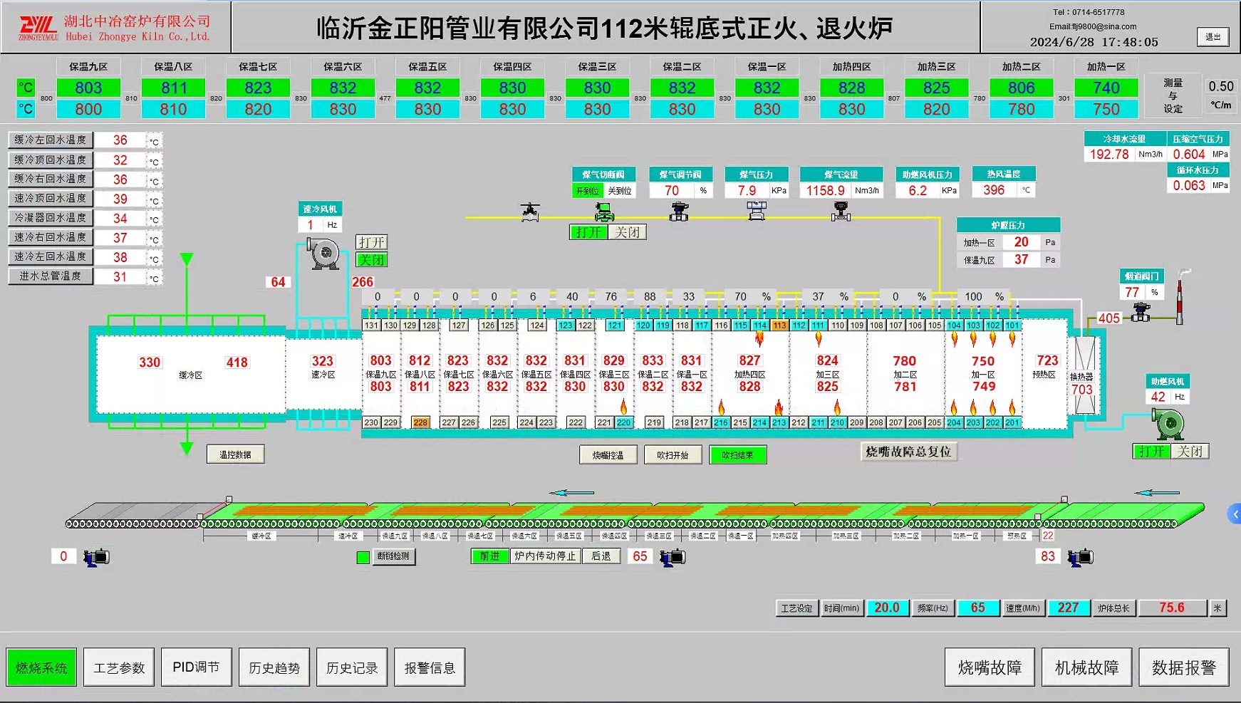 金正陽112m輥底式正火、退火爐控制系統(tǒng)